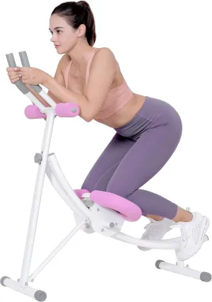 Ab Workout Equipment, Ab Machine with Height Adjustable and Stability, Ab Workout Equipment Home Gym Coaster for Stomach at Office with LCD Display-Christmas Gift Choice, Pink