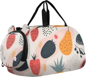 Abstract Fruit Motif Youth Sports Duffel Bag with Ventilated Shoe Compartment|All-Season Lightweight Travel Gym Bag for Girls & Boys|Water-Resistant Gear Bag