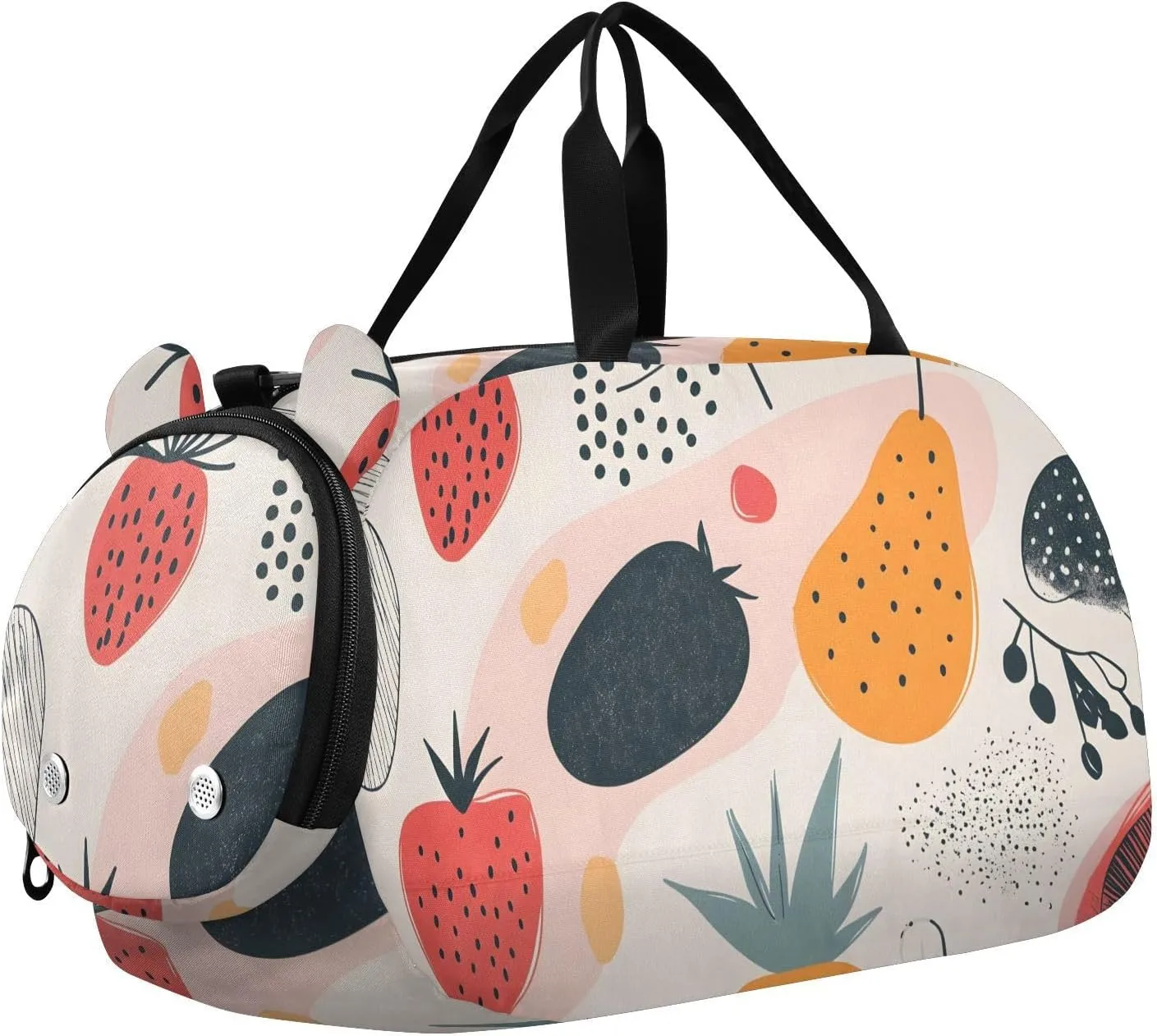Abstract Fruit Motif Youth Sports Duffel Bag with Ventilated Shoe Compartment|All-Season Lightweight Travel Gym Bag for Girls & Boys|Water-Resistant Gear Bag