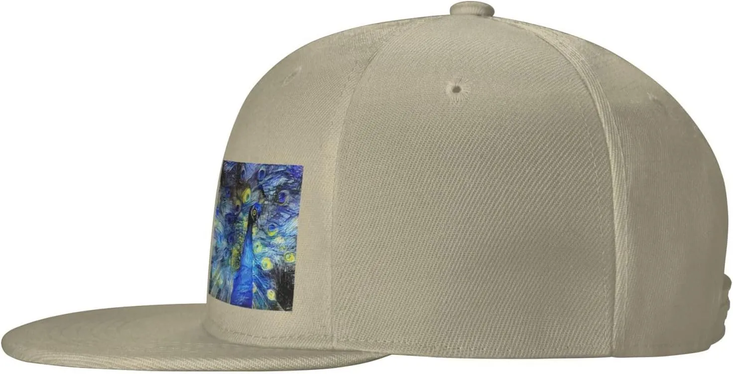 Abstract Starry Night Peacock Snapback Hats for Men Women Baseball Cap Flat Bill Brim Hat