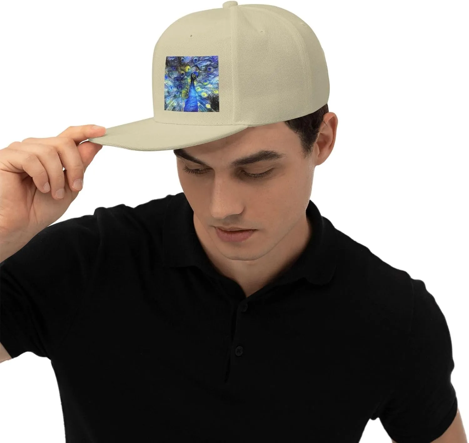 Abstract Starry Night Peacock Snapback Hats for Men Women Baseball Cap Flat Bill Brim Hat