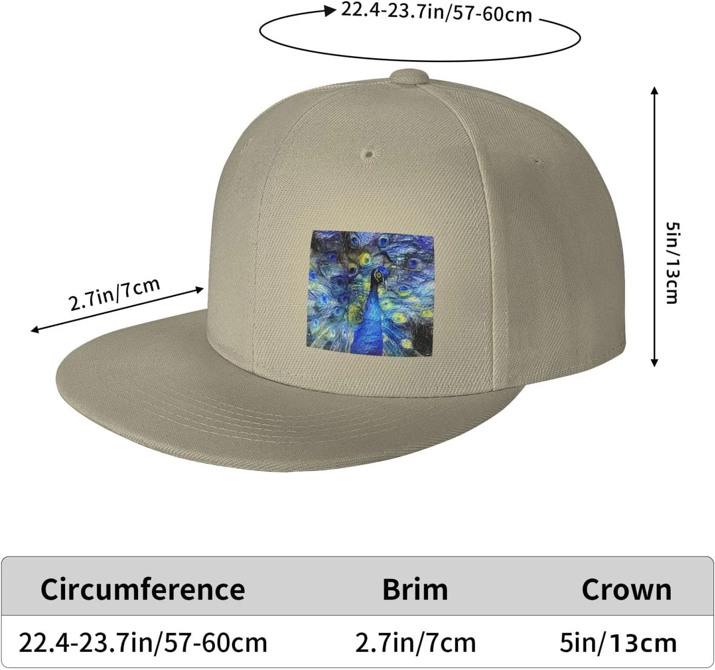 Abstract Starry Night Peacock Snapback Hats for Men Women Baseball Cap Flat Bill Brim Hat