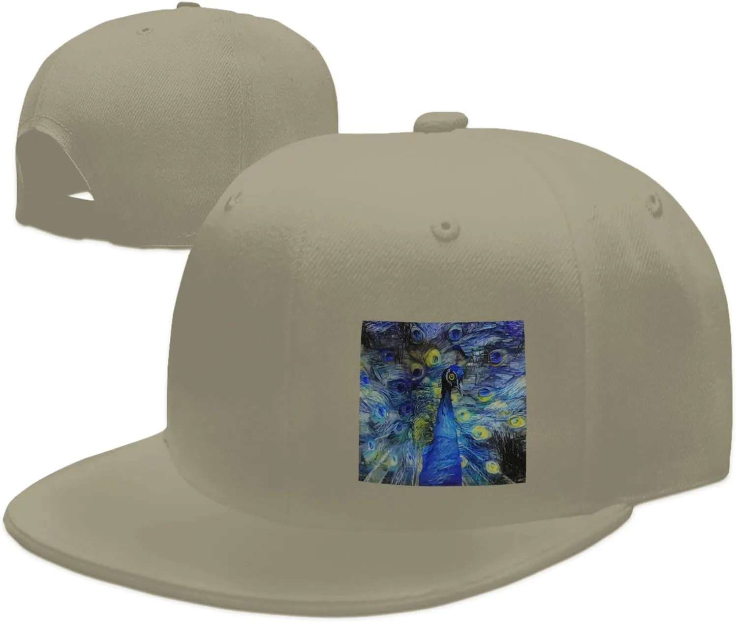 Abstract Starry Night Peacock Snapback Hats for Men Women Baseball Cap Flat Bill Brim Hat