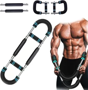 Adjustable Twister Arm Trainer - 30-50kg (60-110lbs) Resistance, Portable Power Bar for Chest, Arms, Back & Full Body Workout - Home Gym, Travel, Outdoor Strength Training Equipment