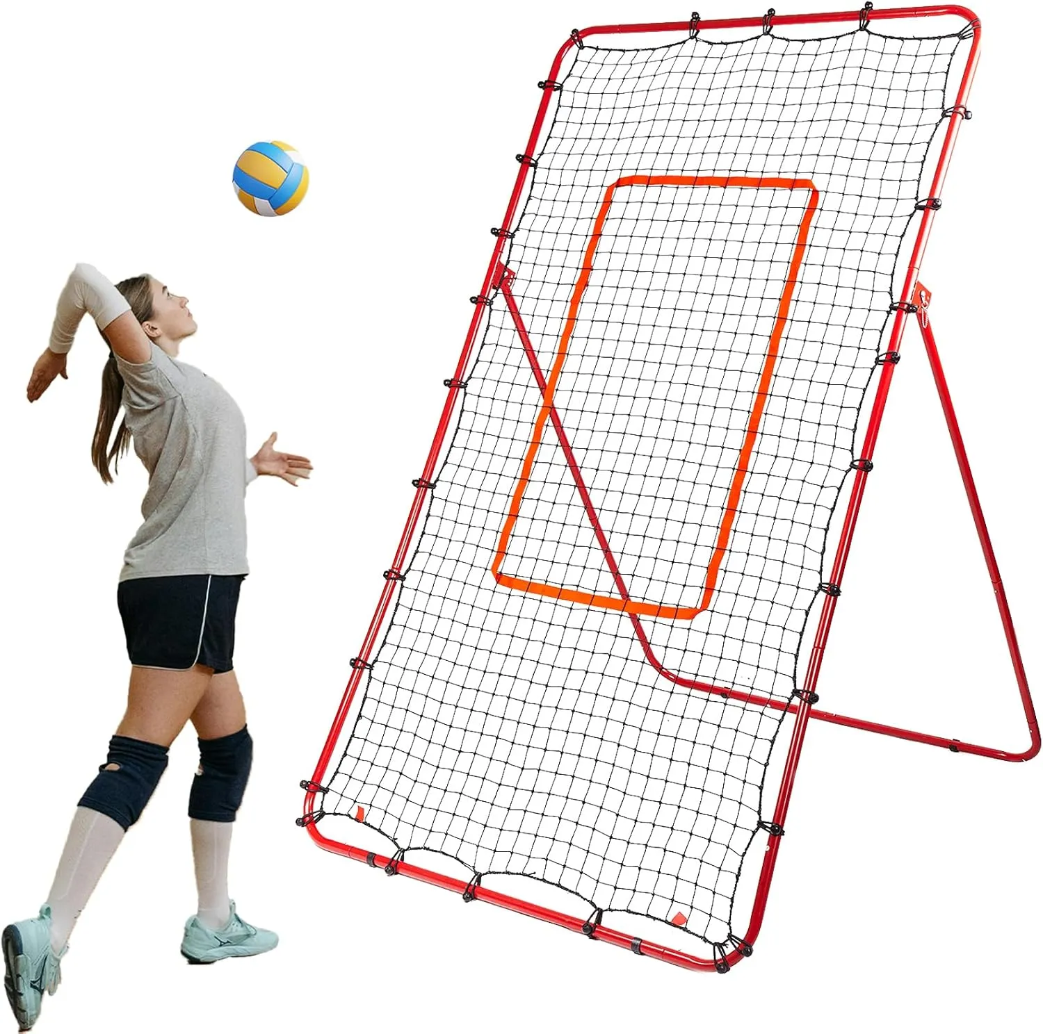 Adjustable Volleyball Rebounder Net 7x4 FT – Volleyball Training Equipment for Practicing Volleying, Bumping, Spiking, Volleyball Trainer for Kids and Adults – with Travel Bag