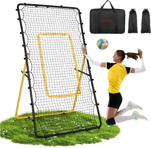 Adjustable Volleyball Rebounder Net 7x4 FT,Bounce Back Volleyball Training Equipment,Durable & Portable with Handbag, 2 Sandbags, 4 Metal Stakes for Practicing Volleying, Bumping, Spiking,6-Angle