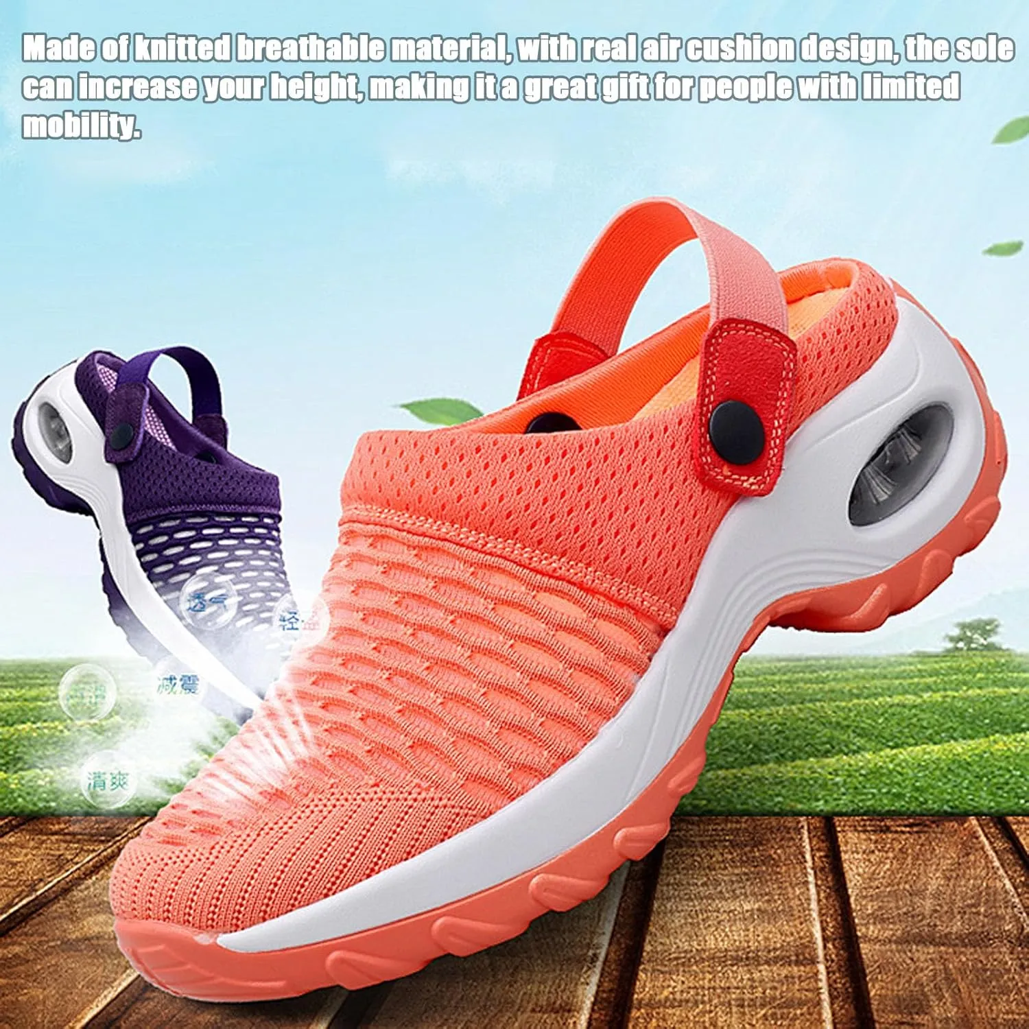 Air Cushion Slip-On Walking Shoes Orthopedic Diabetic Walking Shoes, Orthopedic Clogs Slippers Sandals Sneakers for Women