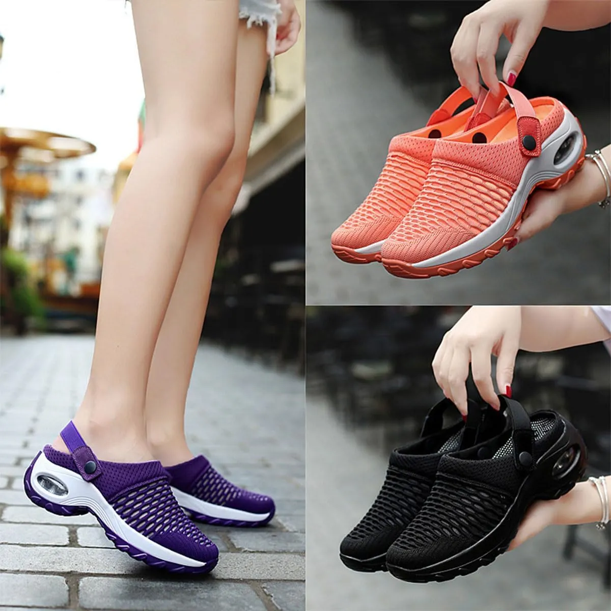 Air Cushion Slip-On Walking Shoes Orthopedic Diabetic Walking Shoes, Orthopedic Clogs Slippers Sandals Sneakers for Women