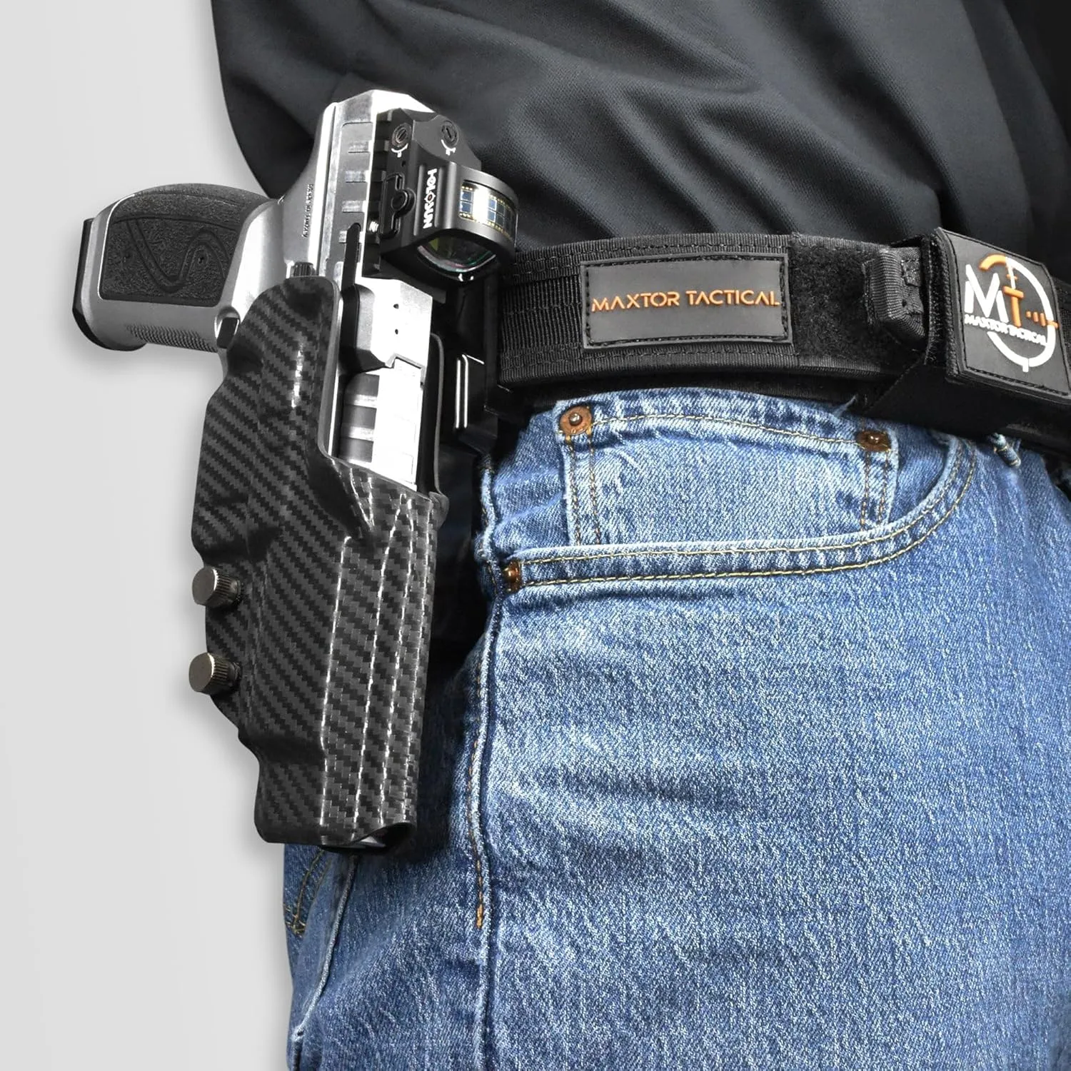 Alloy Competition Holster OWB Fits Shadow Systems DR920L Elite Outside The Waistband Carry Gun Holster Kydex American Made OWB Aluminum Belt Attachment