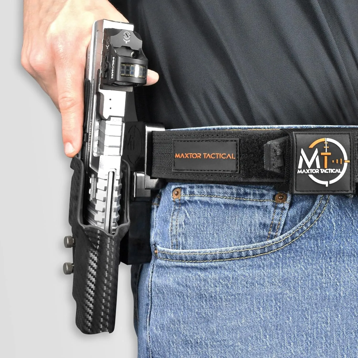 Alloy Competition Holster OWB Fits Shadow Systems DR920L Elite Outside The Waistband Carry Gun Holster Kydex American Made OWB Aluminum Belt Attachment