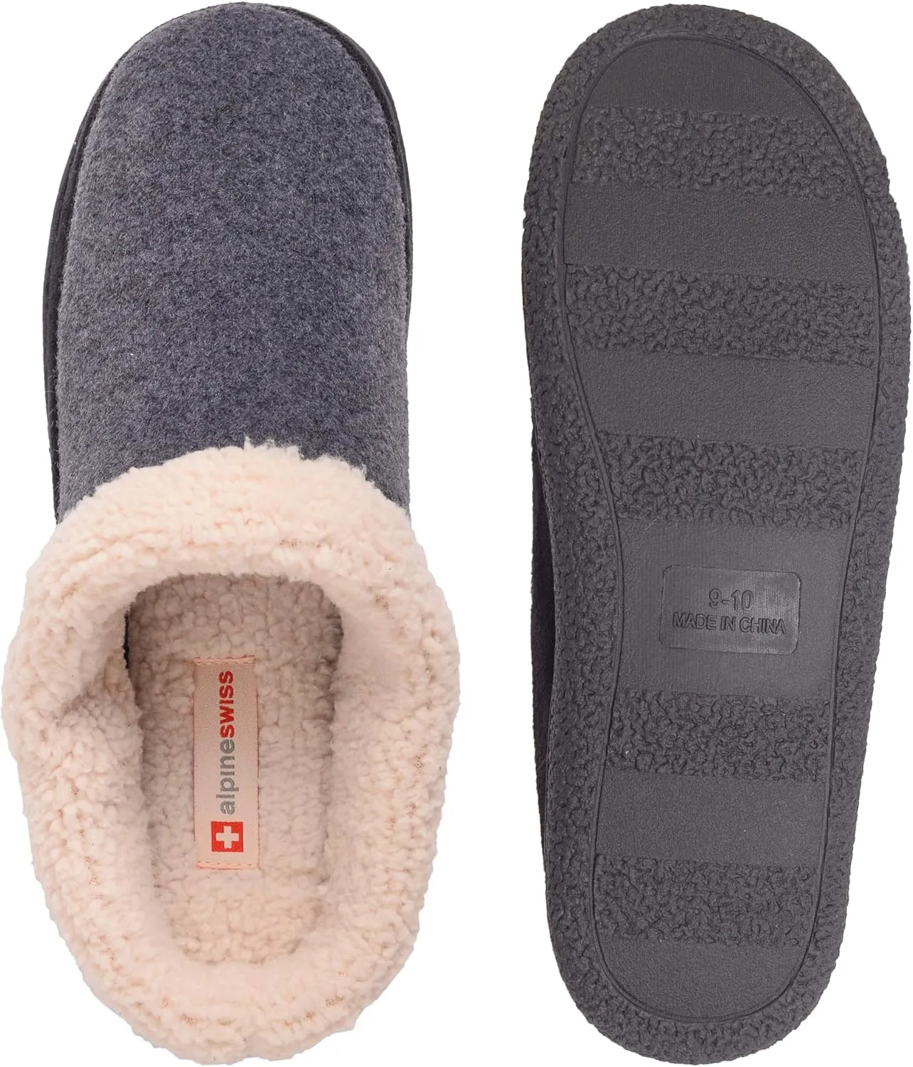 Alpine Swiss Paul Mens Memory Foam Fleece Clog Slippers House Shoes