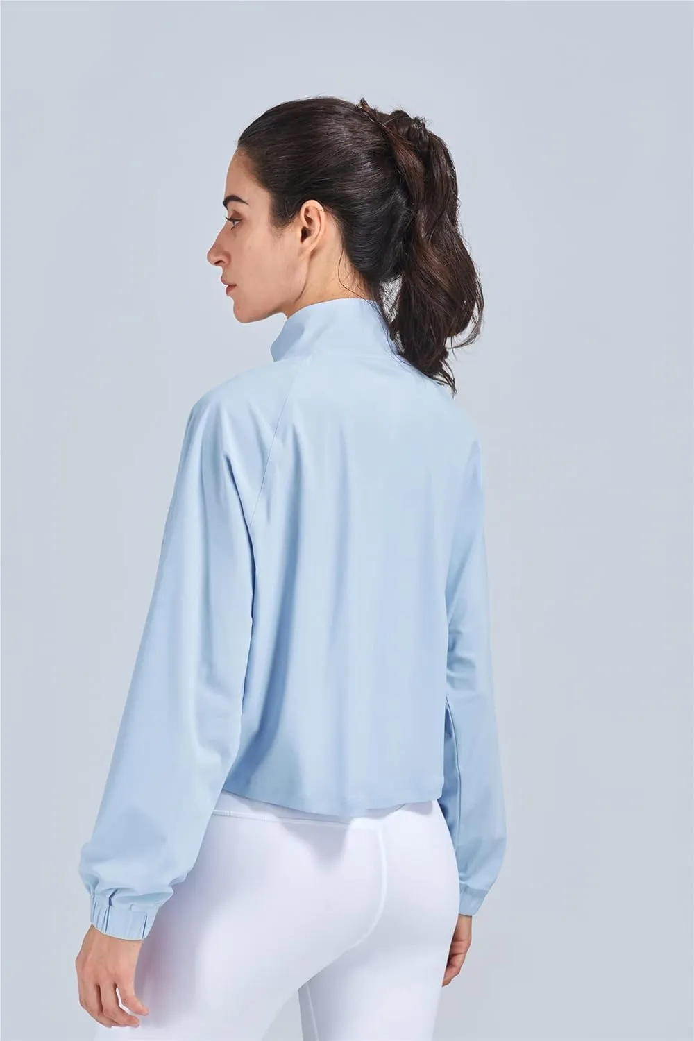 altiland Women's Athletic Running Yoga Gym Track Zip Up Cropped Jackets UPF 50  Sun Protection Long Sleeve Workout Shirts