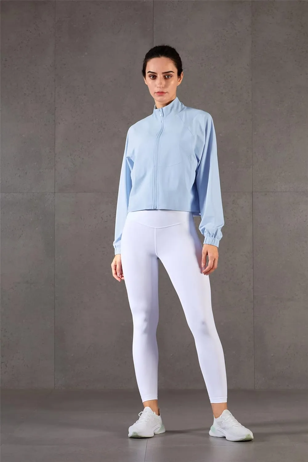 altiland Women's Athletic Running Yoga Gym Track Zip Up Cropped Jackets UPF 50  Sun Protection Long Sleeve Workout Shirts