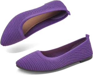 ALTOCIS Womens Knit Ballet Flats Ladies Comfortable Pointed-Toe Dressy Shoes Casual Soft Flat Shoes Ballerina Walking Flats Shoes