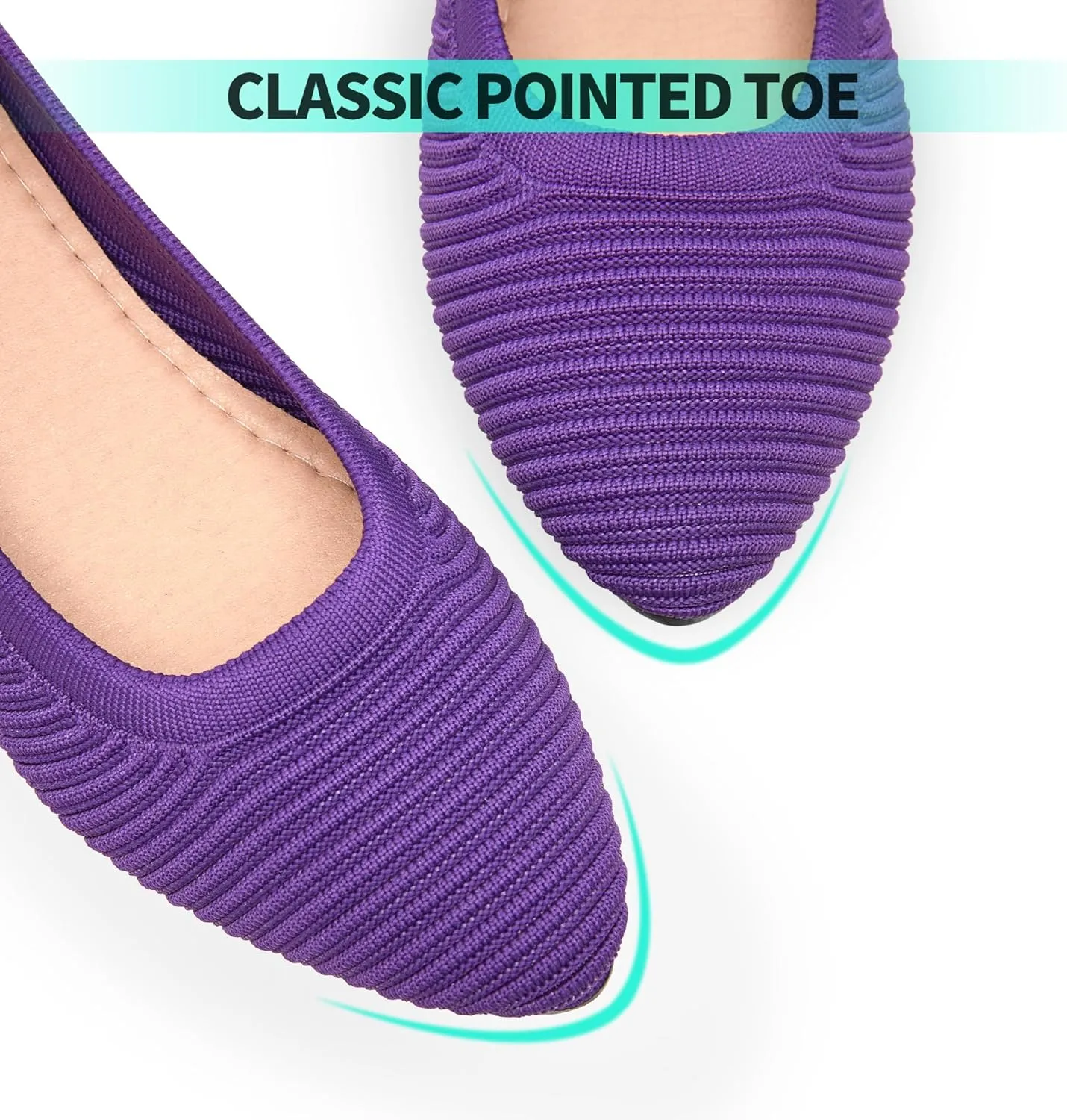ALTOCIS Womens Knit Ballet Flats Ladies Comfortable Pointed-Toe Dressy Shoes Casual Soft Flat Shoes Ballerina Walking Flats Shoes