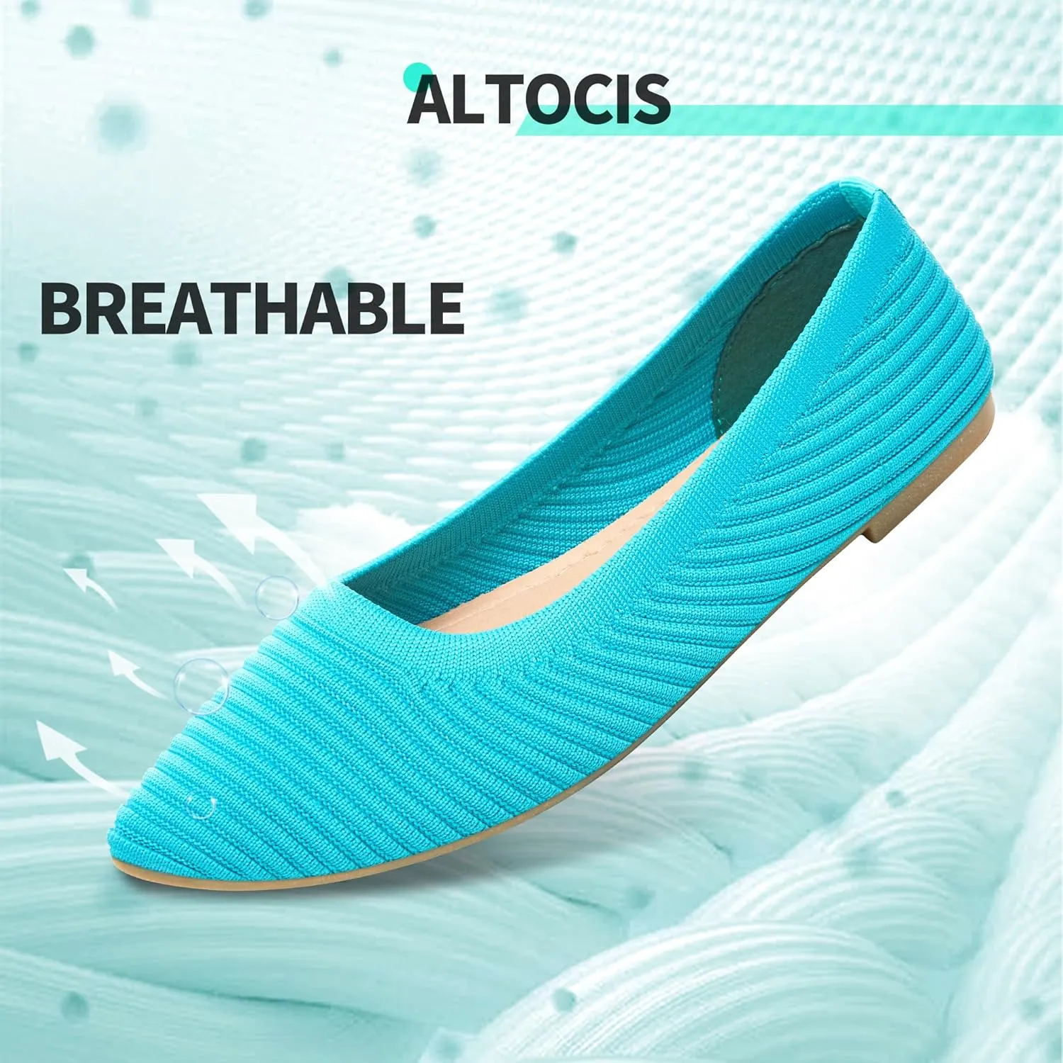 ALTOCIS Womens Knit Ballet Flats Ladies Comfortable Pointed-Toe Dressy Shoes Casual Soft Flat Shoes Ballerina Walking Flats Shoes
