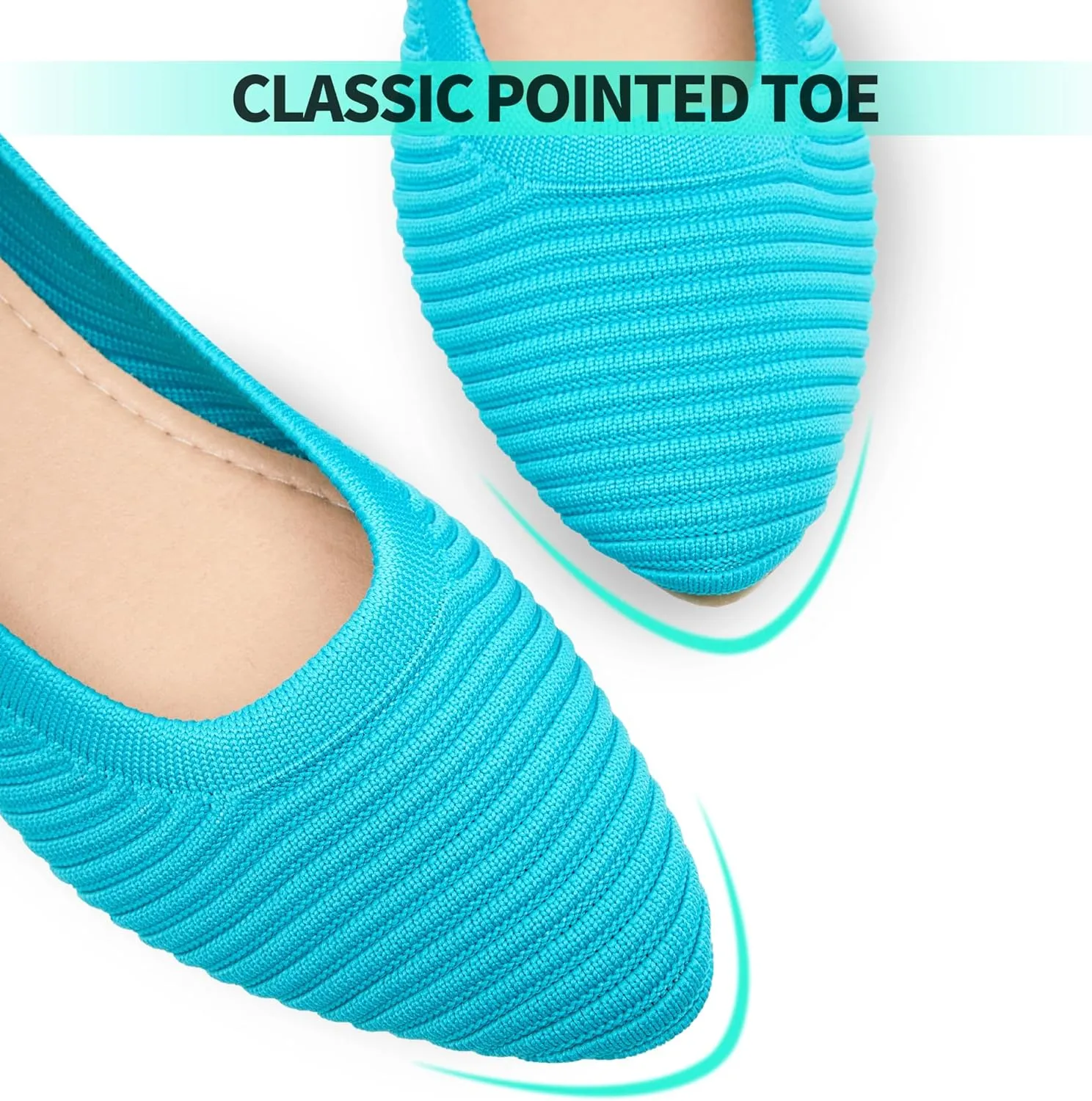 ALTOCIS Womens Knit Ballet Flats Ladies Comfortable Pointed-Toe Dressy Shoes Casual Soft Flat Shoes Ballerina Walking Flats Shoes