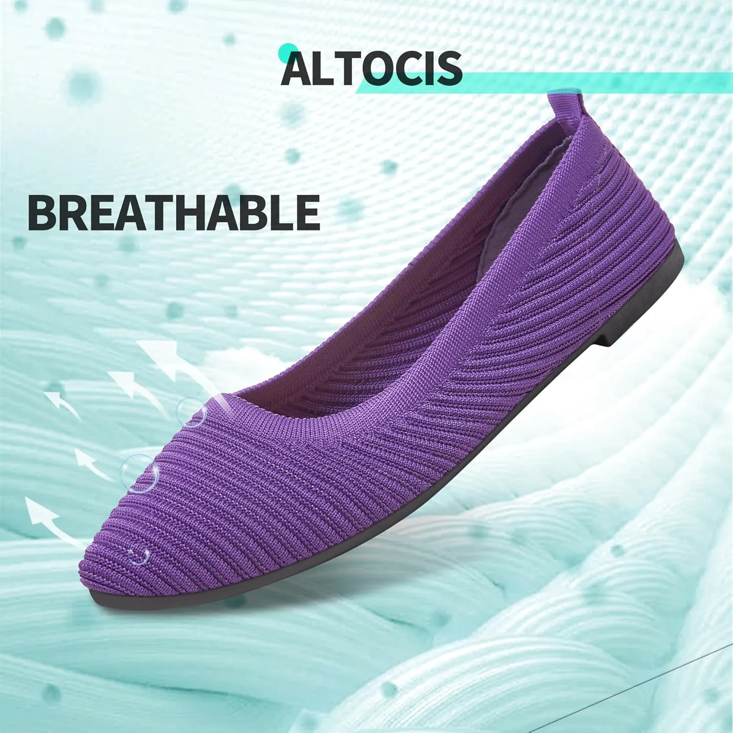 ALTOCIS Womens Knit Ballet Flats Ladies Comfortable Pointed-Toe Dressy Shoes Casual Soft Flat Shoes Ballerina Walking Flats Shoes