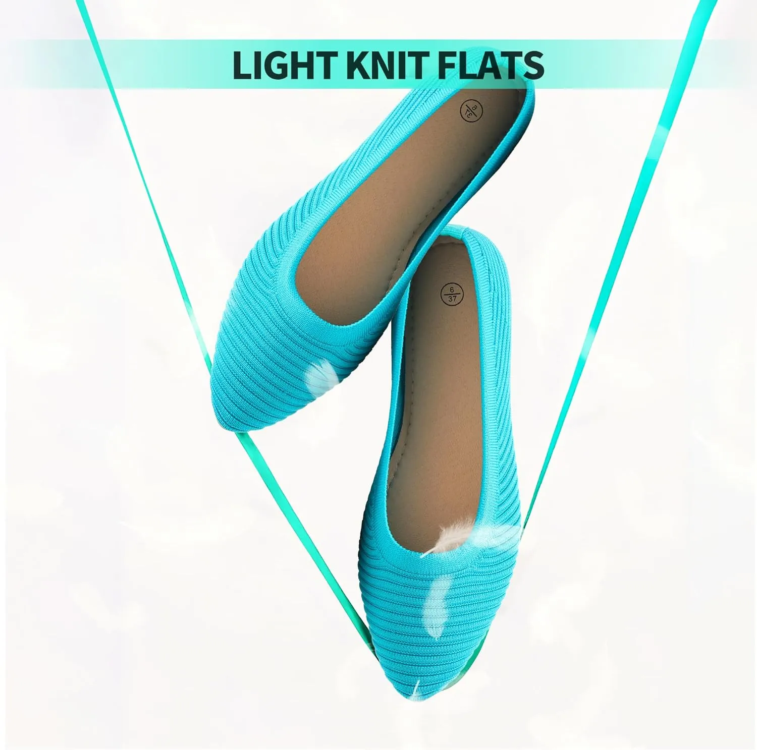 ALTOCIS Womens Knit Ballet Flats Ladies Comfortable Pointed-Toe Dressy Shoes Casual Soft Flat Shoes Ballerina Walking Flats Shoes