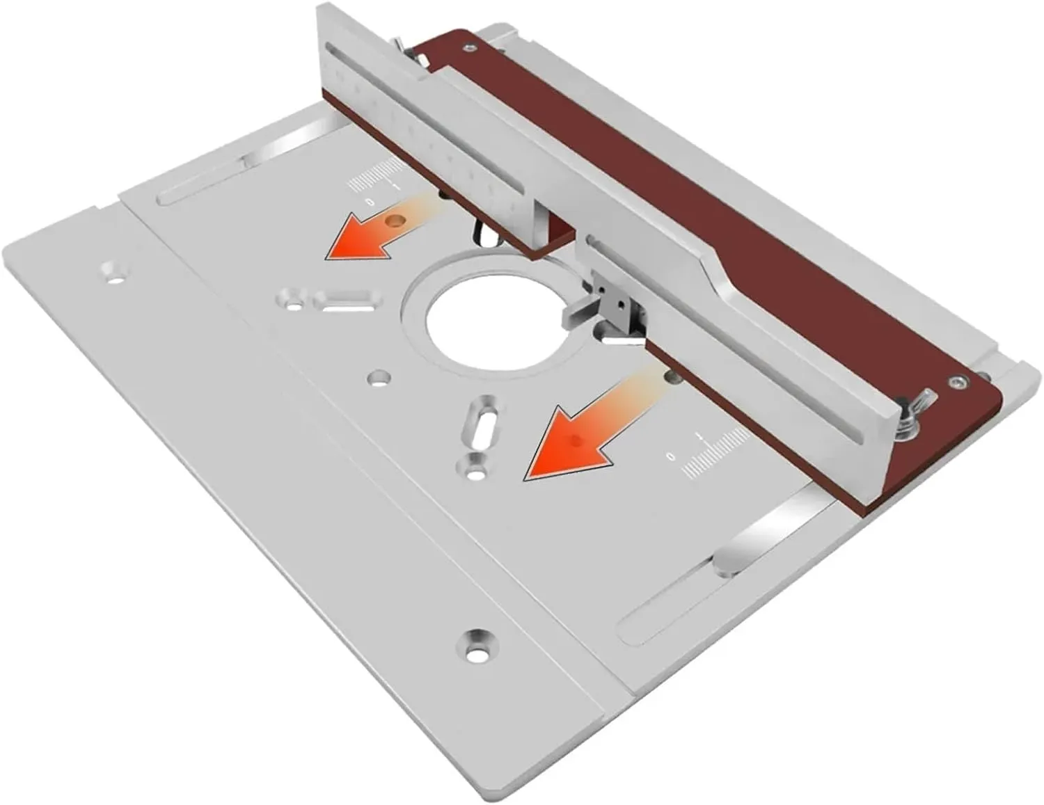 Aluminum Alloy Rotary Table Insertion Plate Wood milling Flipping Board with Tenoning Fence Electric Carving Auxiliary Tools(Red Router Lift)