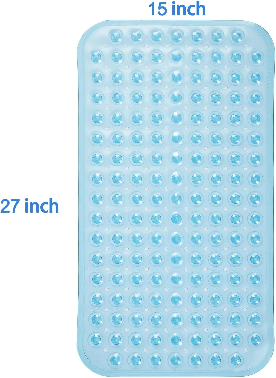 AmazerBath Bath Tub Mat, Medium Size 27.6 x 15 Inches Non-Slip Shower Mats with Suction Cups and Drain Holes, Bathtub Mats Bathroom Mats Machine Washable (Clear Blue)