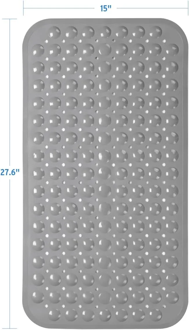 AmazerBath Bath Tub Mat, Medium Size 27.6 x 15 Inches Non-Slip Shower Mats with Suction Cups and Drain Holes, Bathtub Mats Bathroom Mats Machine Washable (Gray)