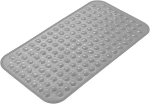 AmazerBath Bath Tub Mat, Medium Size 27.6 x 15 Inches Non-Slip Shower Mats with Suction Cups and Drain Holes, Bathtub Mats Bathroom Mats Machine Washable (Gray)