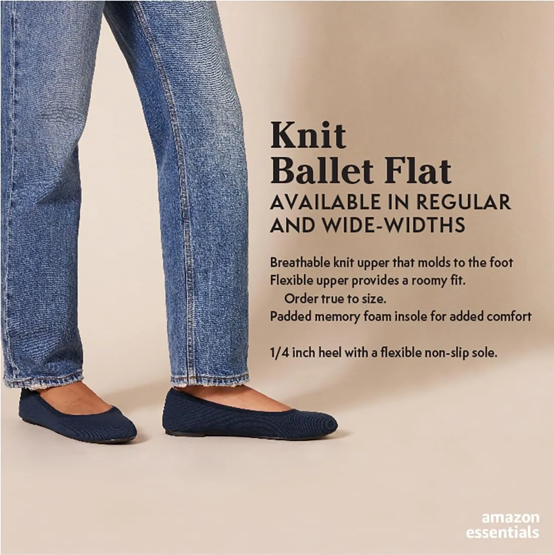 Amazon Essentials Women's Knit Ballet Flat