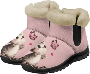 Animal Print Ankle Boots for Women Anti-Slip Waterproof Warm Fur Lined Snow Booties Winter Outdoor Walking Hiking Boot Footwear