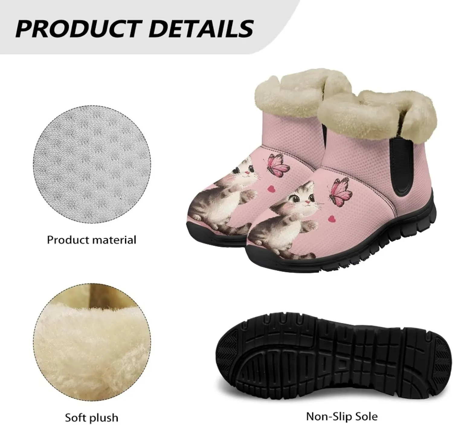 Animal Print Ankle Boots for Women Anti-Slip Waterproof Warm Fur Lined Snow Booties Winter Outdoor Walking Hiking Boot Footwear