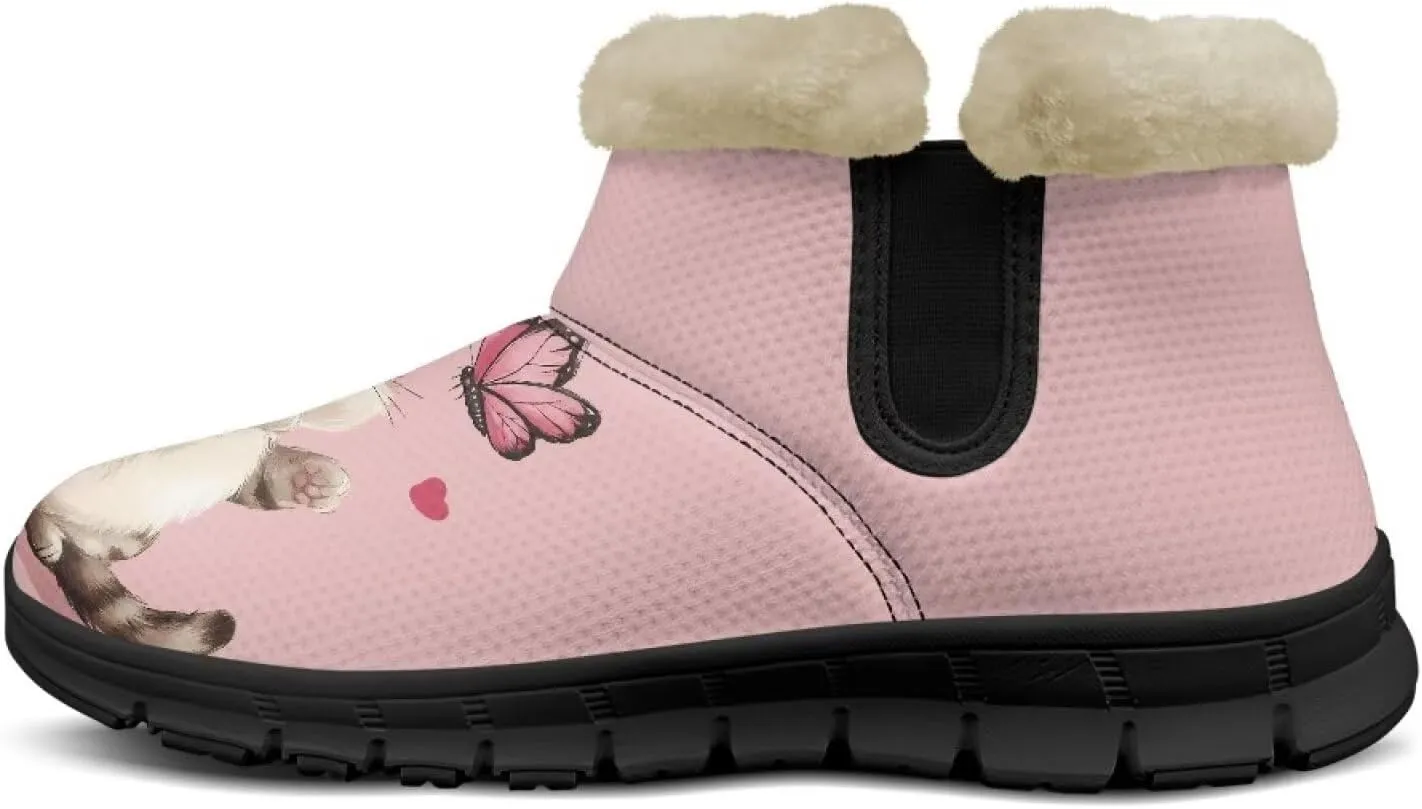 Animal Print Ankle Boots for Women Anti-Slip Waterproof Warm Fur Lined Snow Booties Winter Outdoor Walking Hiking Boot Footwear