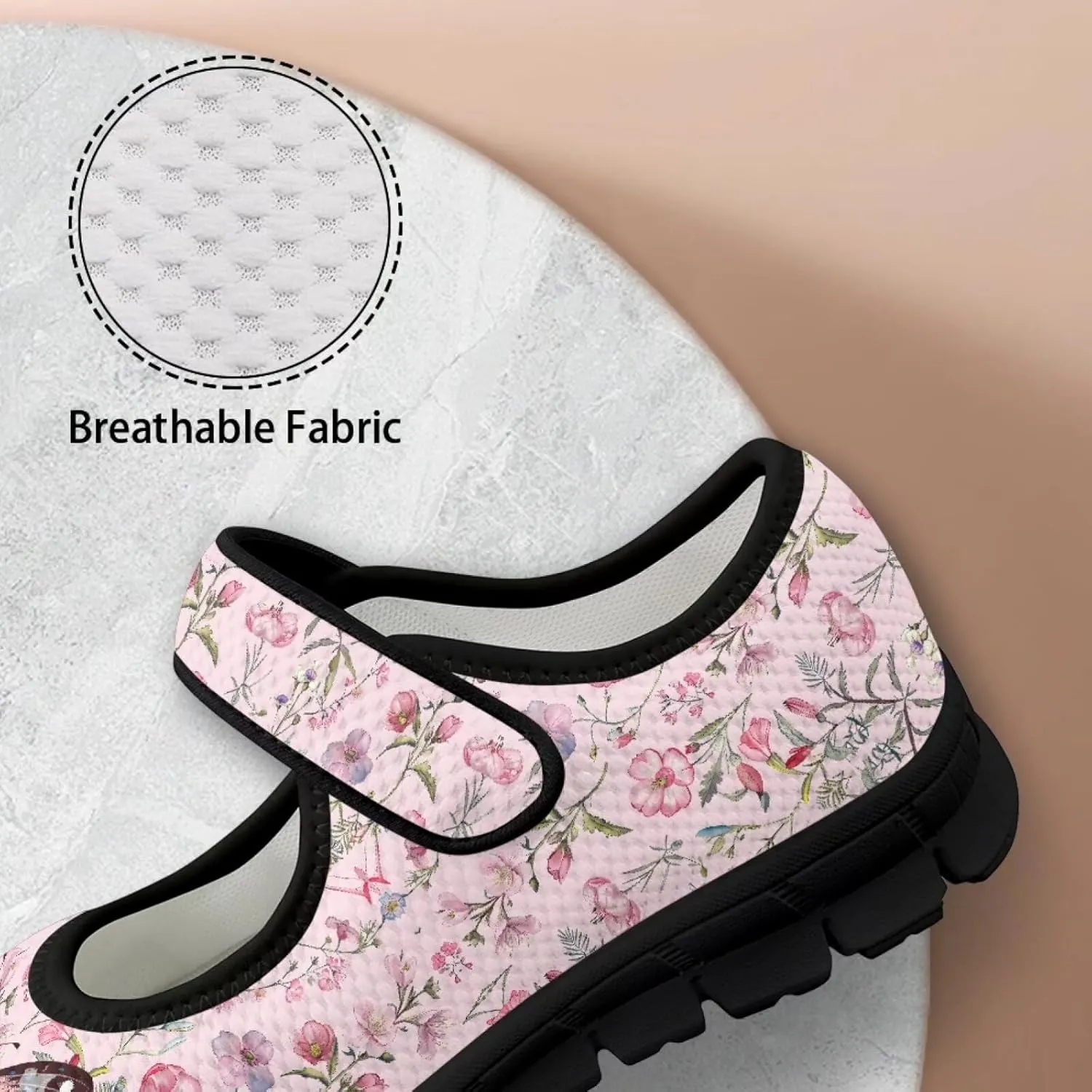 Animals Print Mary Jane Sneakers Women's Walking Shoes Stylish Lady Breathable Adjustable Working Flat Shoes
