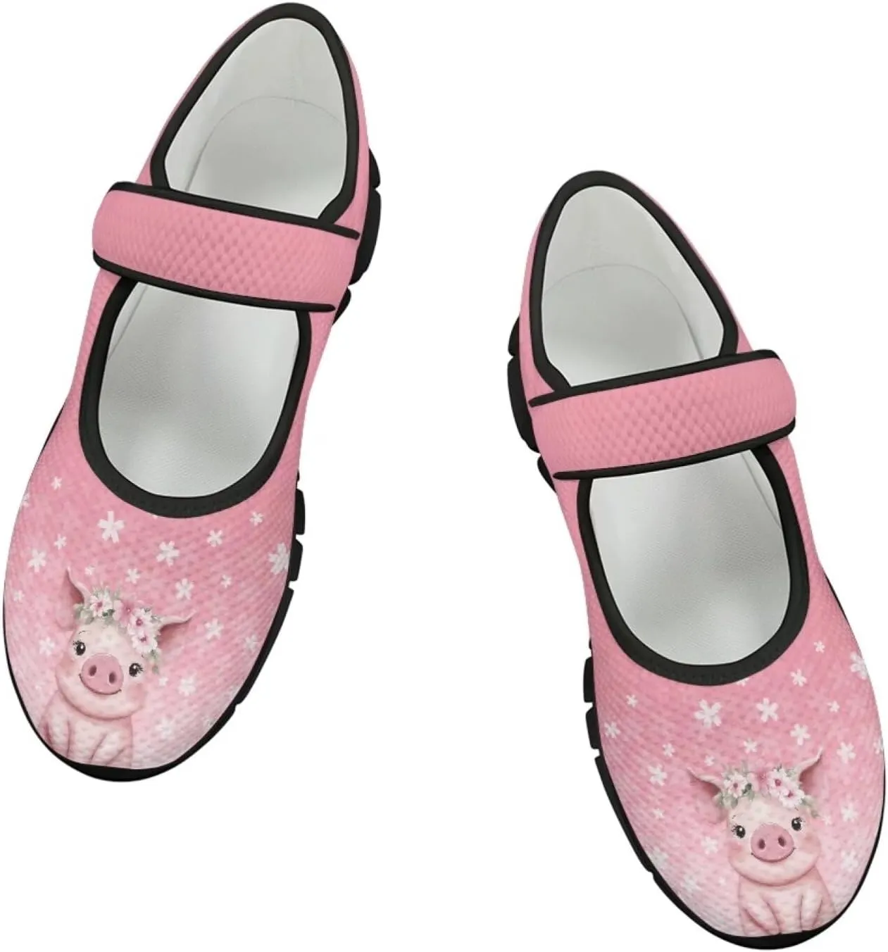 Animals Print Mary Jane Sneakers Women's Walking Shoes Stylish Lady Breathable Adjustable Working Flat Shoes