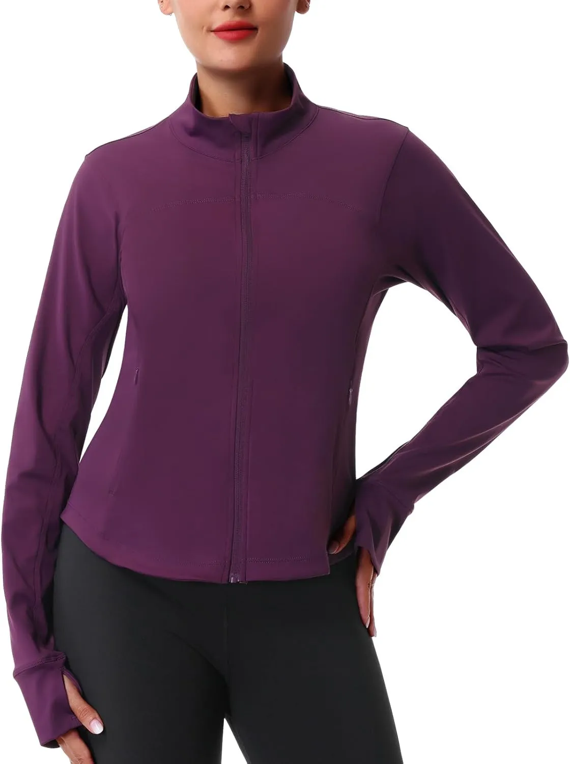 ANIVIVO Women's Zip Up Workout Jackets Athletic Running Jackets Slim Fit Lightweight Yoga Jacket with Pockets