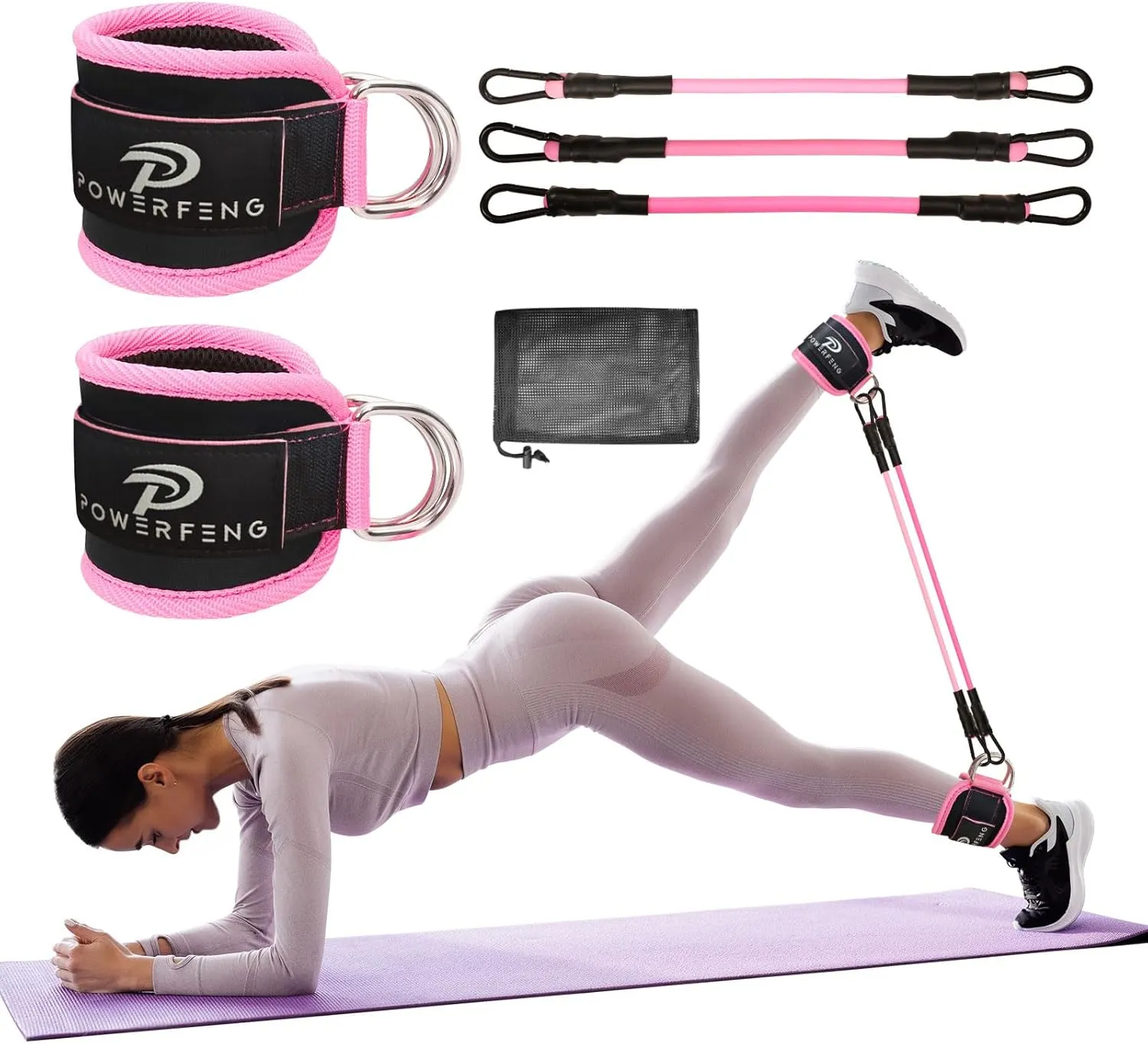 Ankle Resistance Bands with Cuffs: Women Ankle Strap Band for Working Out - Ankle Resistance Bands for Glutes Hip & Leg Butt Training Workout Exercise Equipment