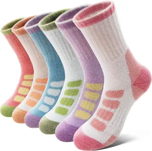Anlisim Kids Merino Wool Hiking Socks Boys Girls Toddlers Thermal Winter Warm Boot Thick Cushion Gift Socks 6 Pairs