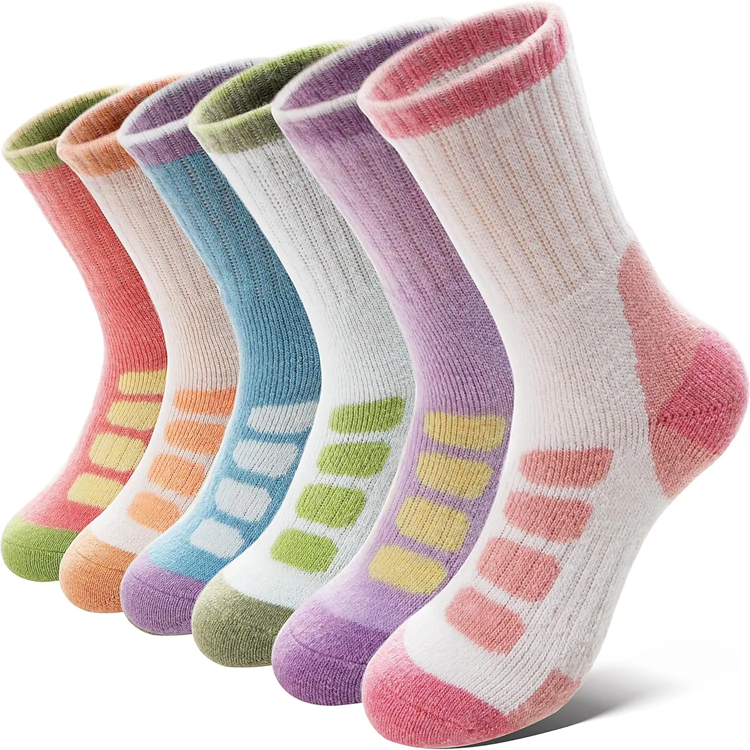 Anlisim Kids Merino Wool Hiking Socks Boys Girls Toddlers Thermal Winter Warm Boot Thick Cushion Gift Socks 6 Pairs