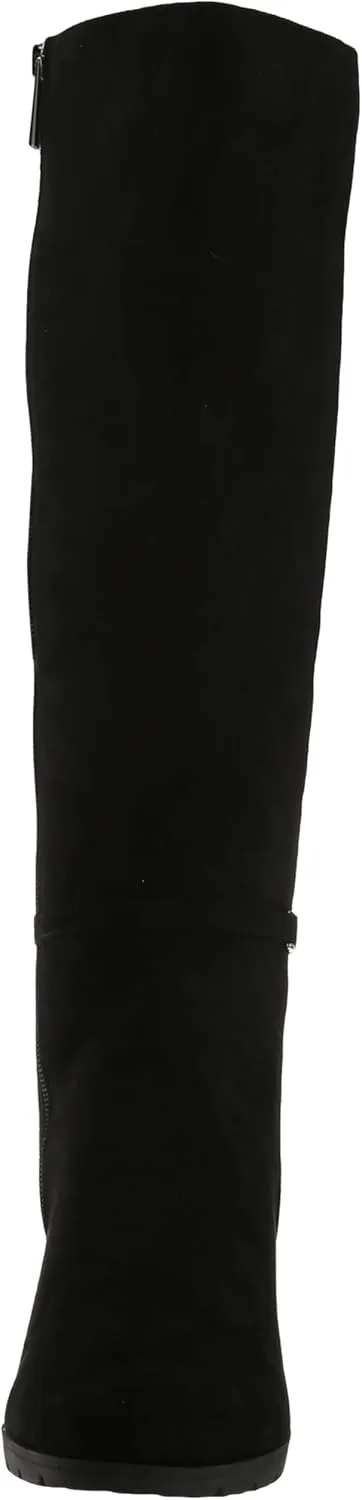 Anne Klein Womens Faux Suede Block Heel Knee-High Boots