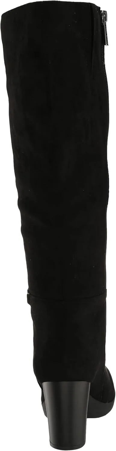 Anne Klein Womens Faux Suede Block Heel Knee-High Boots