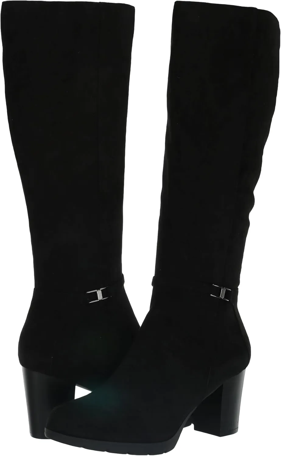 Anne Klein Womens Faux Suede Block Heel Knee-High Boots