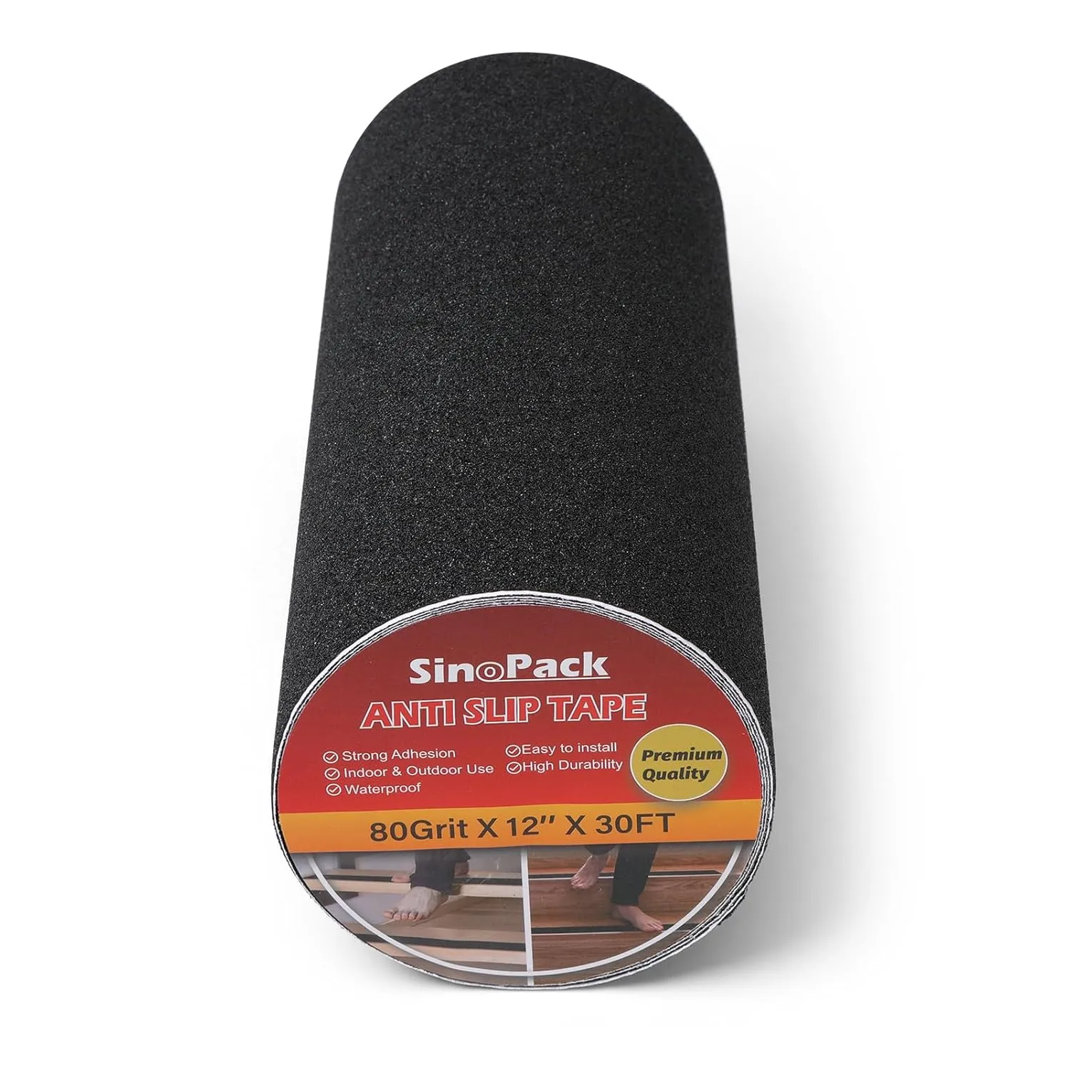 Anti Slip Tape Black - 12Inch x 30FT Non Skid Ramp for Outdoor, High Traction Abrasive Adhesive Anti Slip for Stairs Step