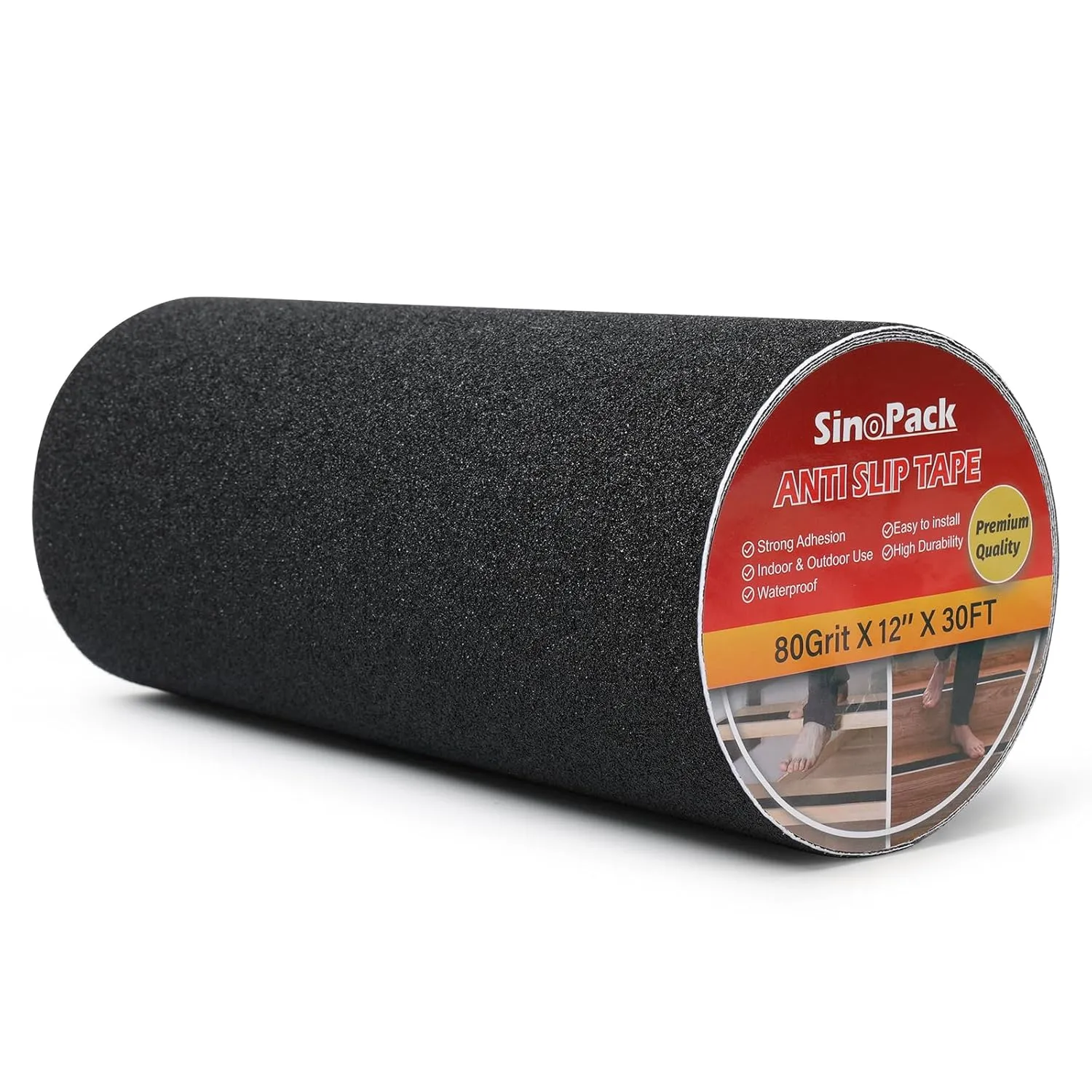 Anti Slip Tape Black - 12Inch x 30FT Non Skid Ramp for Outdoor, High Traction Abrasive Adhesive Anti Slip for Stairs Step