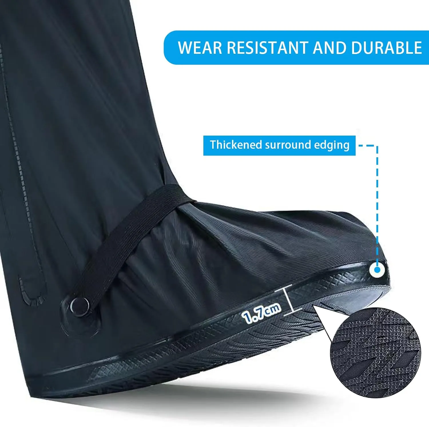 Anti-Slip Waterproof Shoe Covers - Durable, Foldable, Thickened Sole, Unisex, Ideal for Rain, Hiking, Cycling, Mud & Snow