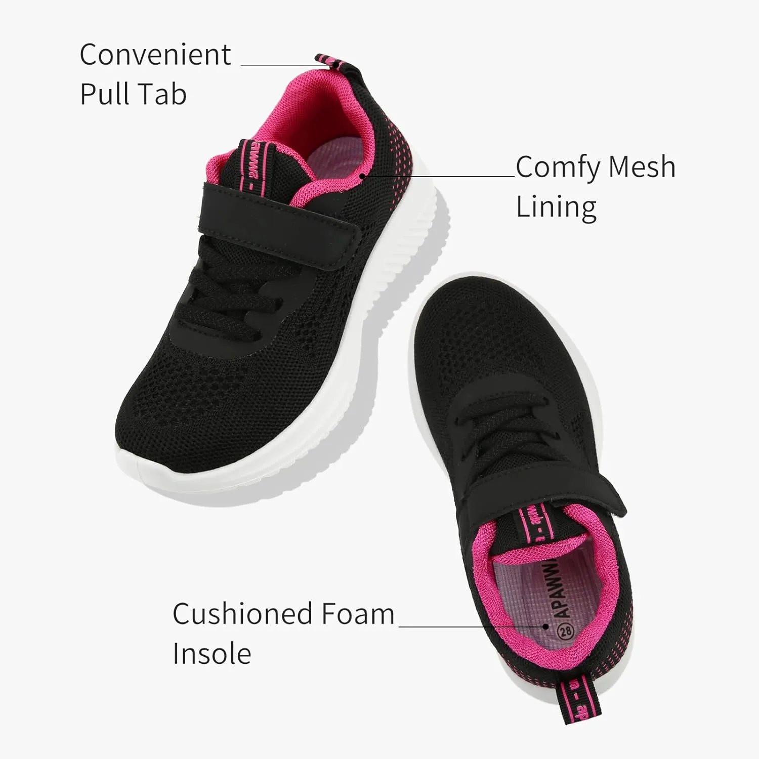 Apawwa Boys Girls Sneakers Lightweight Sneaker for boy Kids Breathable Tennis Shoes for Toddler/Little Kids/Big Kids