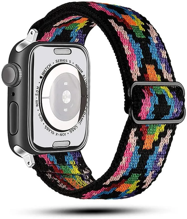 Applicable to watch straps with elastic one-piece weaving For iwatch straps with eight-shaped buckle single loop Nylon strap