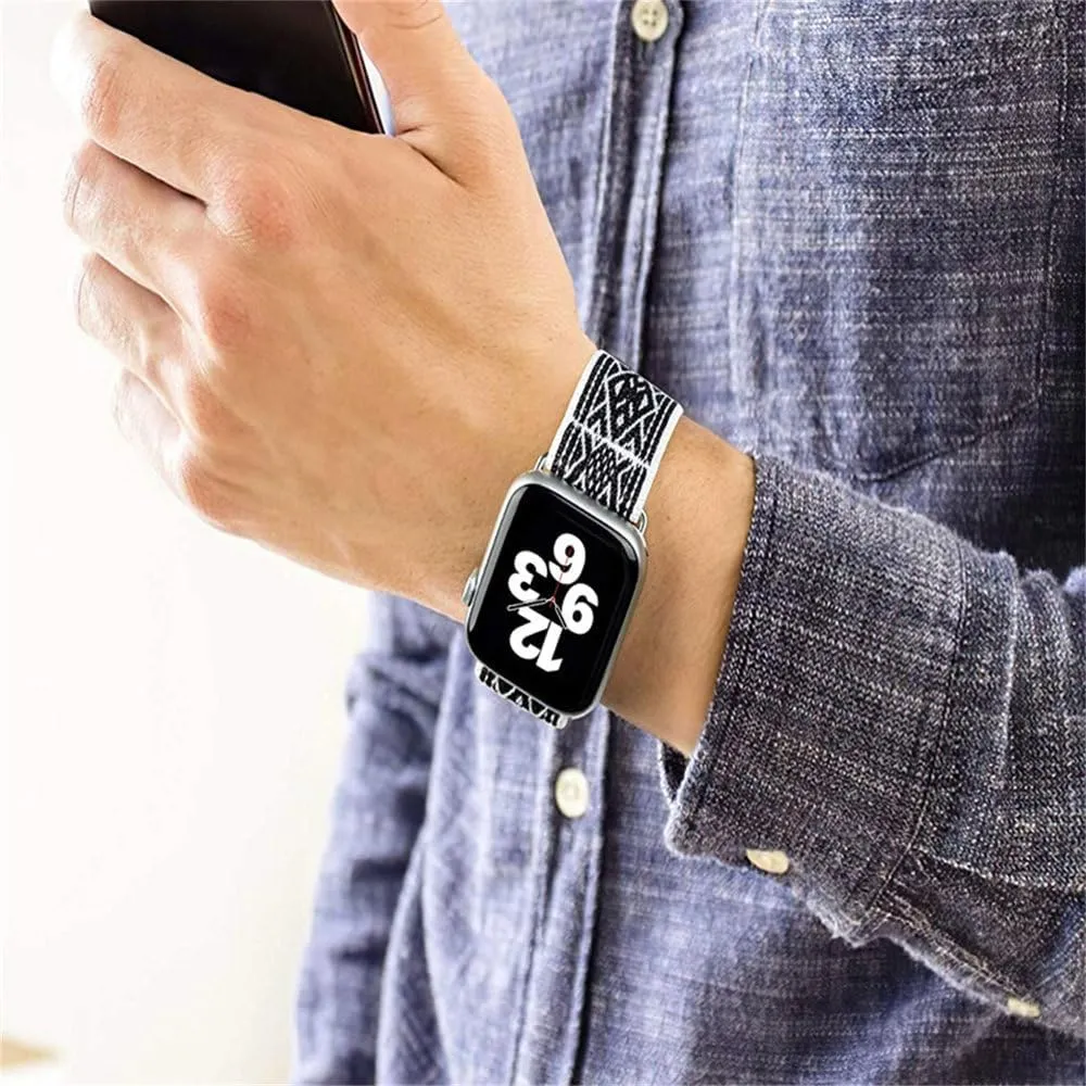 Applicable to watch straps with elastic one-piece weaving For iwatch straps with eight-shaped buckle single loop Nylon strap