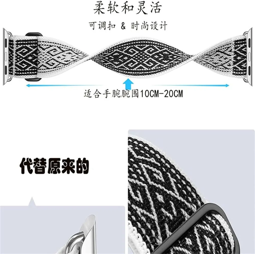 Applicable to watch straps with elastic one-piece weaving For iwatch straps with eight-shaped buckle single loop Nylon strap