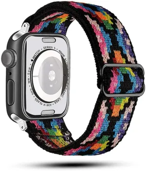 Applicable to watch straps with elastic one-piece weaving For iwatch straps with eight-shaped buckle single loop Nylon strap