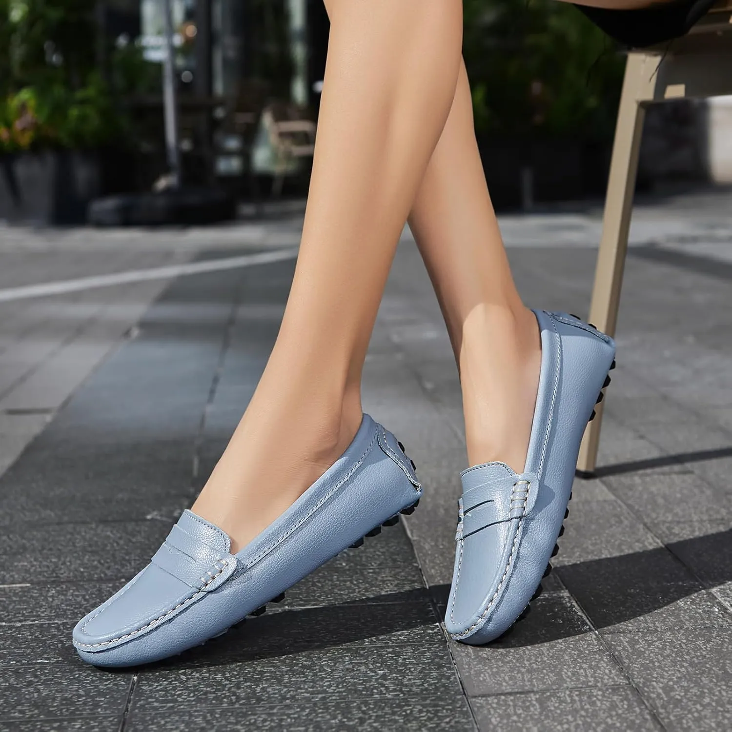 Artisure Women's Classic Comfort Leather Penny Loafers Casual Slip-Ons Lightweight Walking Flats Driving Mocs Boat Shoes
