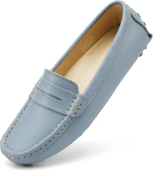 Artisure Women's Classic Comfort Leather Penny Loafers Casual Slip-Ons Lightweight Walking Flats Driving Mocs Boat Shoes